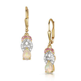 pink sapphire and opal knot earrings UK PISOE a main