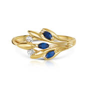 sapphire 9ct gold barley ring UK SGBAR b two