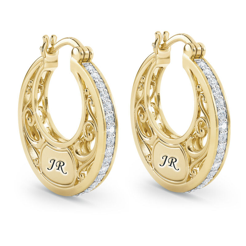 personalised golden hoops earrings UK PGHE a main