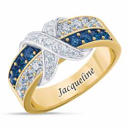 birthstone beauty diamond kiss personalised ring UK BSDKR i sep