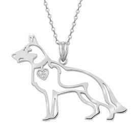 german shepherd diamond in the ruff silver pendant UK GSDSP a main