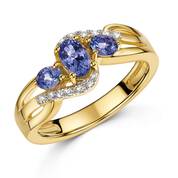 tanzanite trio diamond swirl ring UK TTSWR a main
