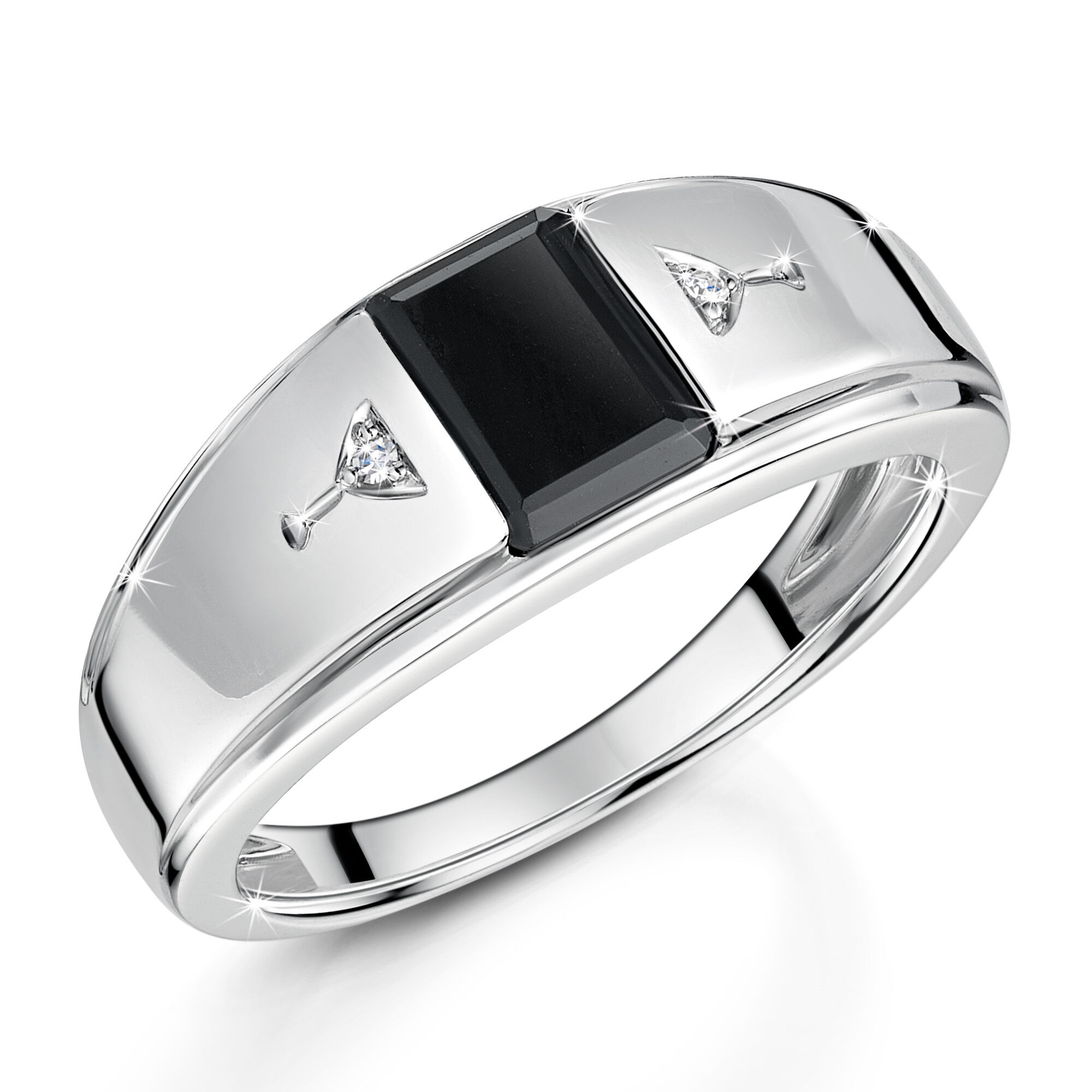 Mens onyx shop diamond ring