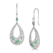 emerald and 100 diamond teardrop earrings UK EMDTE a main