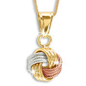 tri gold 9ct love knot pendant UK TLKNP2 a main