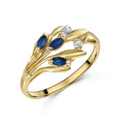 sapphire 9ct gold barley ring UK SGBAR a main