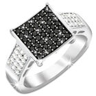 black spinel and white topaz silver ring UK BWTSR a main