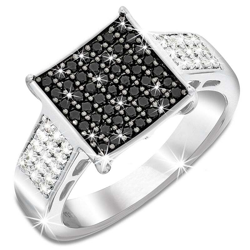 black spinel and white topaz silver ring UK BWTSR a main