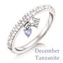 Personalised Birthstone Initial Charm Silver Ring, personalised birthstone initial charm si UK BSIR2 l twelve