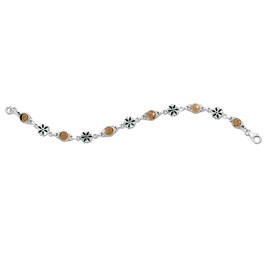 smoky quartz silver flower bracelet UK SQSFB a main