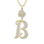 Diamond Rose Initial Pendant with Free Matching Earrings, Diamond Rose Initial Pendant 12023 0016 c pendant