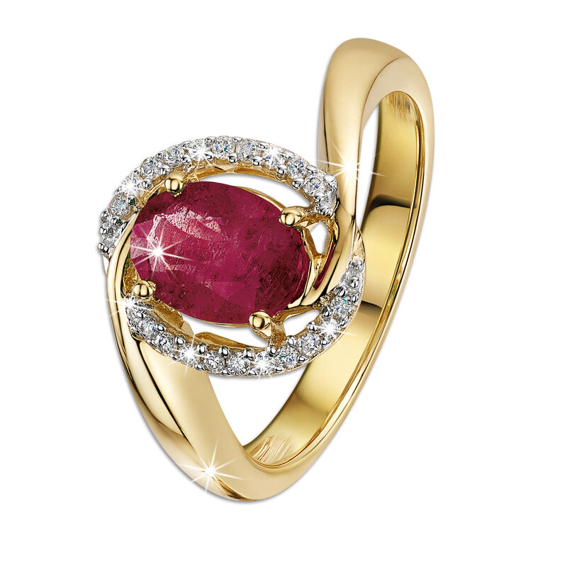 oval mozambique ruby and diamond 14ct gold ring UK OMRDR a main