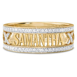 personalised diamond kiss ring UK PIXR a main