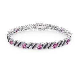 Personalized Black Diamond and Birthstone Bracelet 10776 0019 f june
