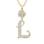 Diamond Rose Initial Pendant with Free Matching Earrings, Diamond Rose Initial Pendant 12023 0016 l pendant