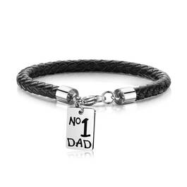 no 1 dad steel and leather bracelet UK NODSB a main
