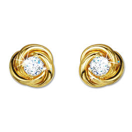 9ct gold sparkling love knot earrings UK GSLKE a main