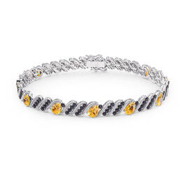 Personalized Black Diamond and Birthstone Bracelet 10776 0019 k november