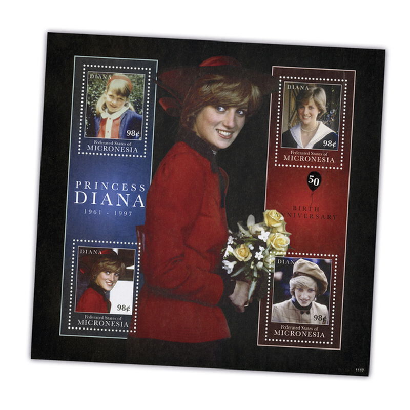 the princess diana international stamp c UK DST c three