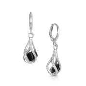 mystical encased black crystal pendant with free earrings UK EBCPS b two
