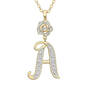Diamond Rose Initial Pendant with Free Matching Earrings, Diamond Rose Initial Pendant 12023 0016 b pendant