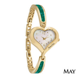 the personalised birthstone heart watch UK PHBW f six