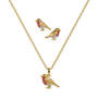 golden little robins earrings and pendant set UK GLREPS c three