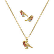 golden little robins earrings and pendant set UK GLREPS c three
