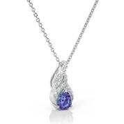 genuine tanzanite and diamond pendant UK GTDP b two