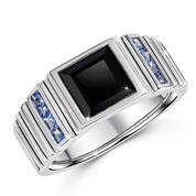 mens midnight onyx and tanzanite ring UK MMOTR a main