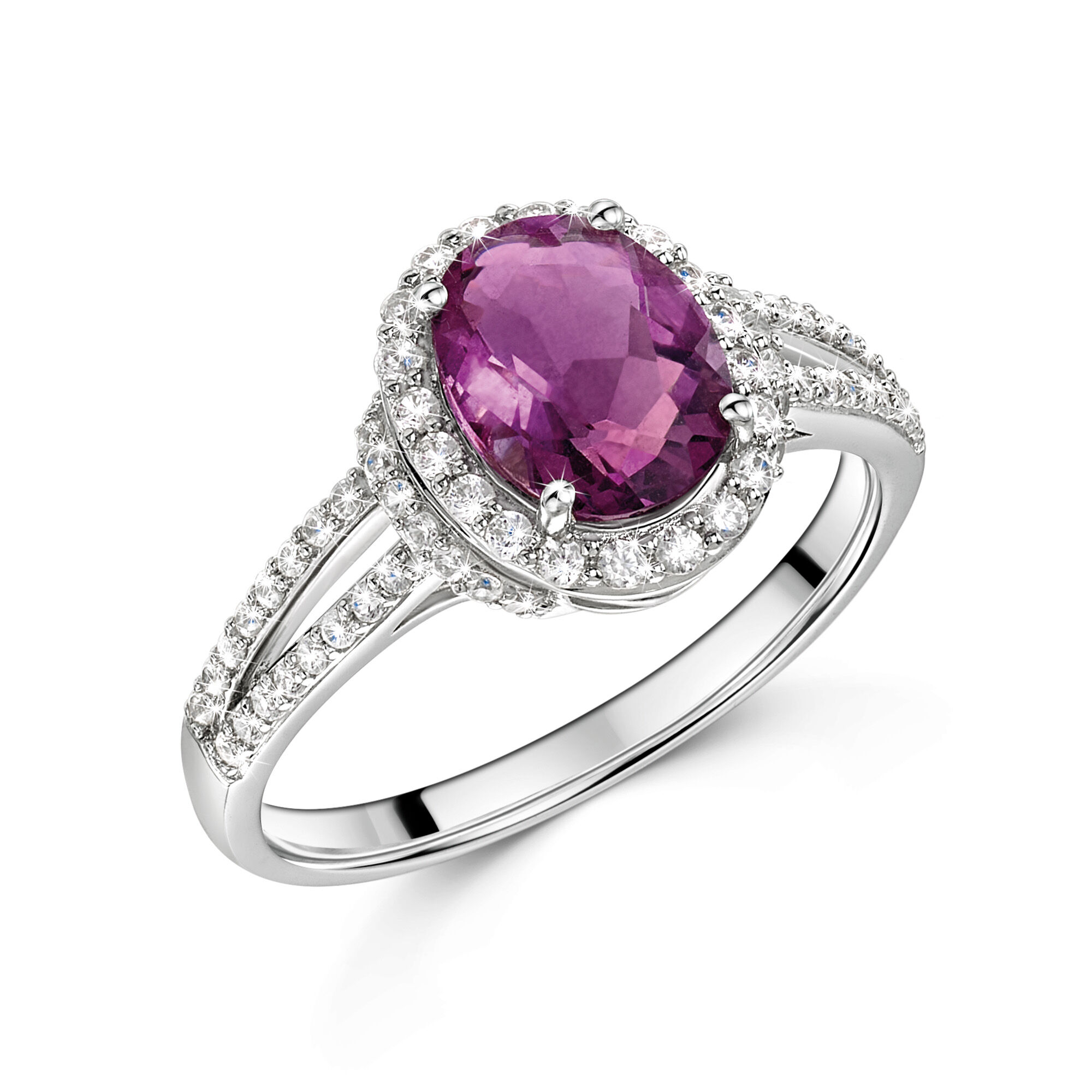 Viva Magenta Fluorite Platinum Plated Silver Ring