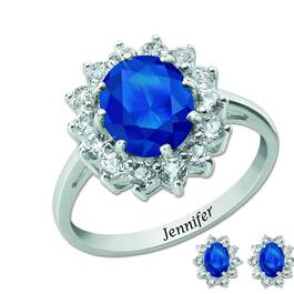 the birthstone halo jewellery set UK BSHJS j ten
