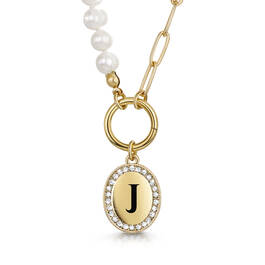 half pearl half chain initial necklace UK HPCN a main