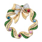 personalised family holiday wreath pin UK FWRP a main