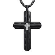 mens black ice diamond cross pendant UK MBICP b front