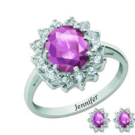 the birthstone halo jewellery set UK BSHJS k eleven