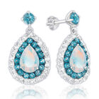 opal and topaz teardrop silver earrings UK OTTE a main