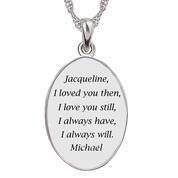 silver plated personalised love poem diamond pendant UK SPLPDP b two