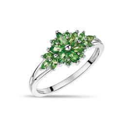 TSAVORITE BOUQUET SILVER RING UK TSABR a main