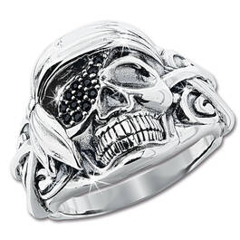 silver pirate skull ring UK SPSRI a main