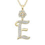 Diamond Rose Initial Pendant with Free Matching Earrings, Diamond Rose Initial Pendant 12023 0016 f pendant