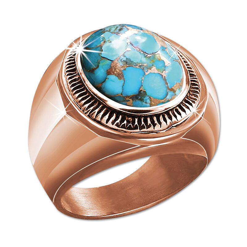 mens copper and turquoise ring UK MCTR a main
