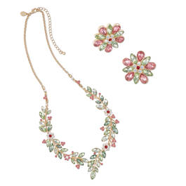 flowers on the vine crystal necklace and earring set UK FOVNES a main
