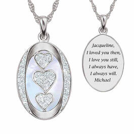 silver plated personalised love poem diamond pendant UK SPLPDP a main