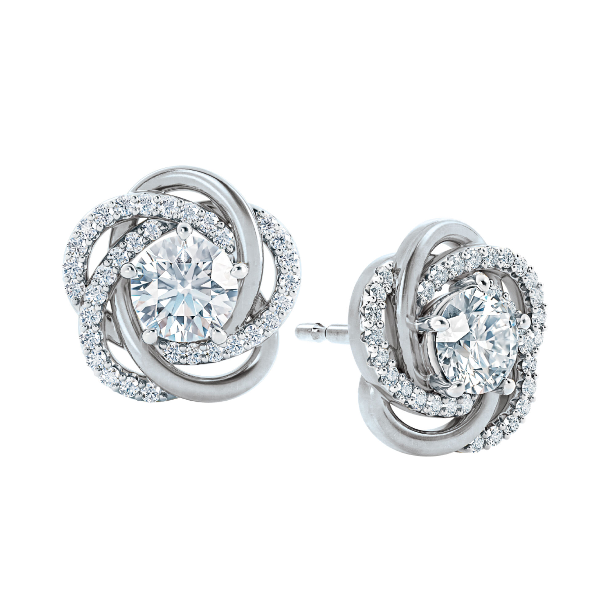 Diamond love knot stud earrings online