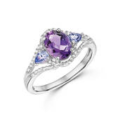 perfect pair amethyst and tanzanite silver ring UK PPATR a main