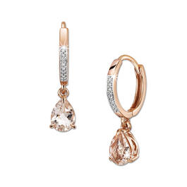 9ct gold morganite pear drop earrings UK GMPE a main