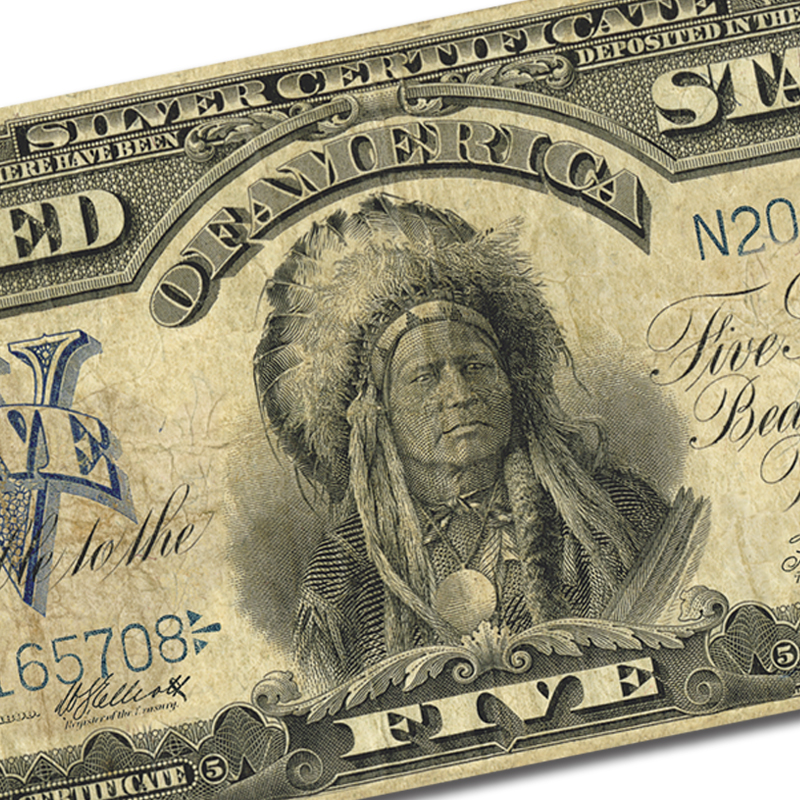 the famous indian chief five dollar silv UK ICSC a main