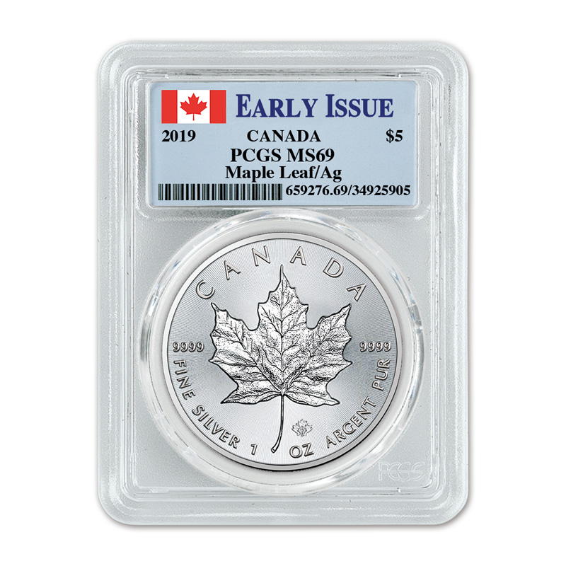 the 2019 early issue silver maple leaf UK C19B a main