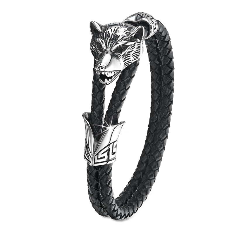 winter wolf leather bracelet UK WWLB2 a main